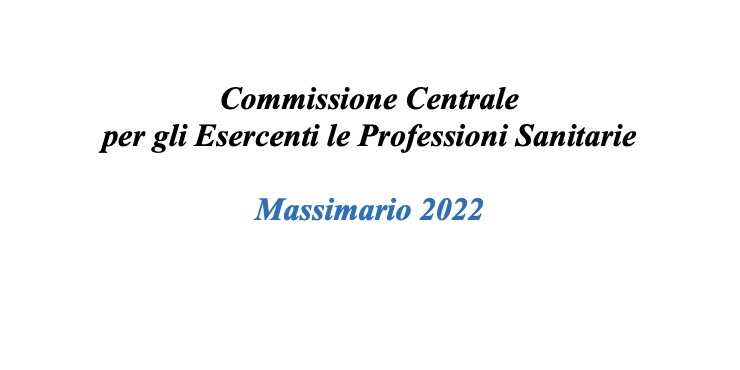 Relazione professioni sanitarie: CCEPS pubblica Massimario 2022